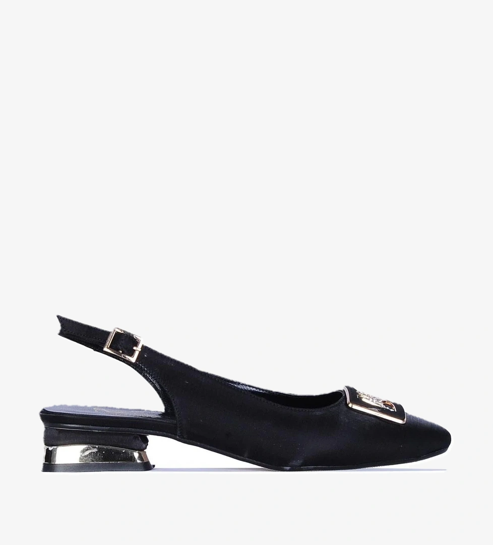 Ayakcenter Pia2 Siyah Saten Kadın Babet Ayakkabı model görseli