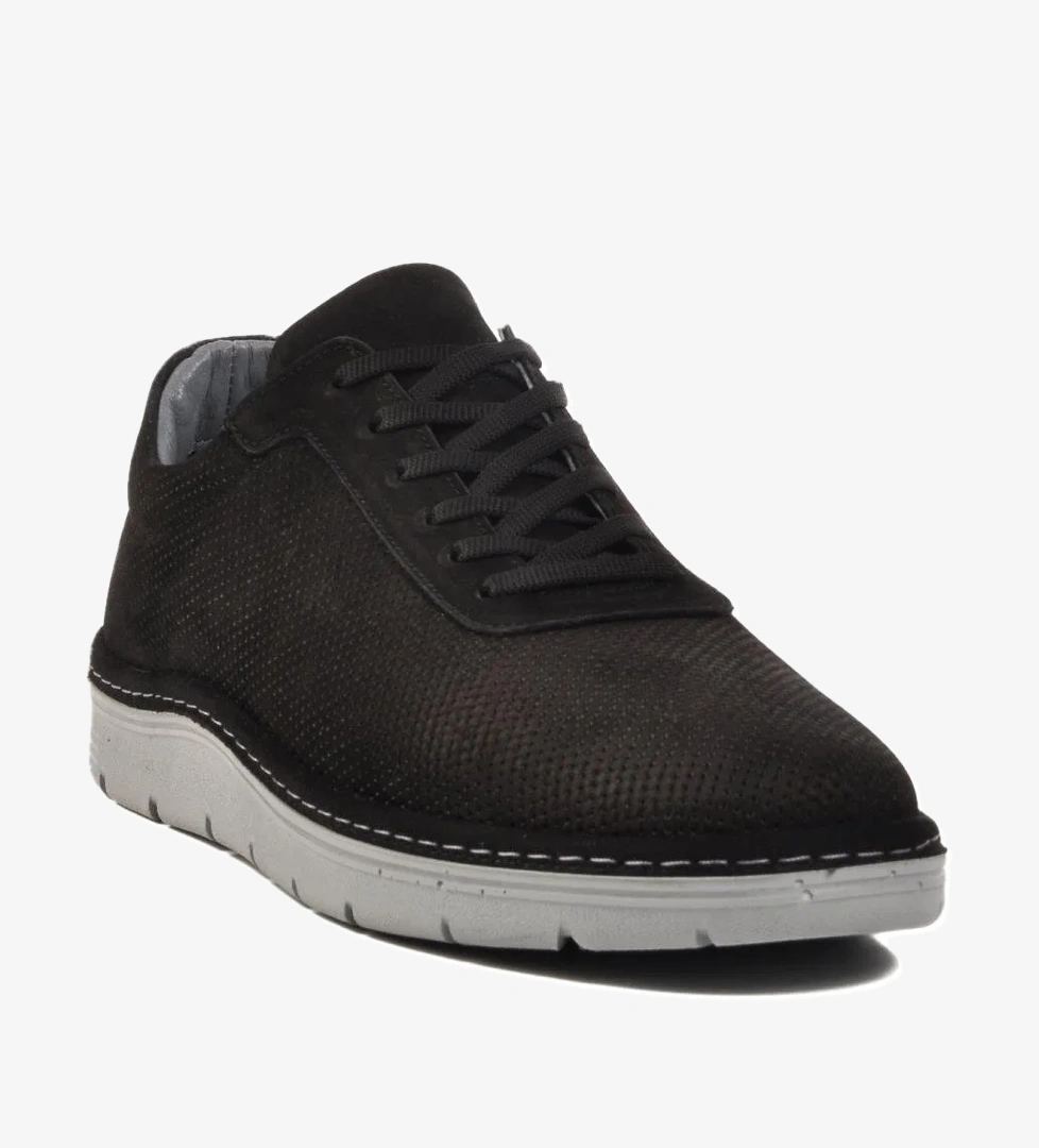 Siyah Nubuk Hakiki Deri Erkek Günlük Ayakkabı 407 M