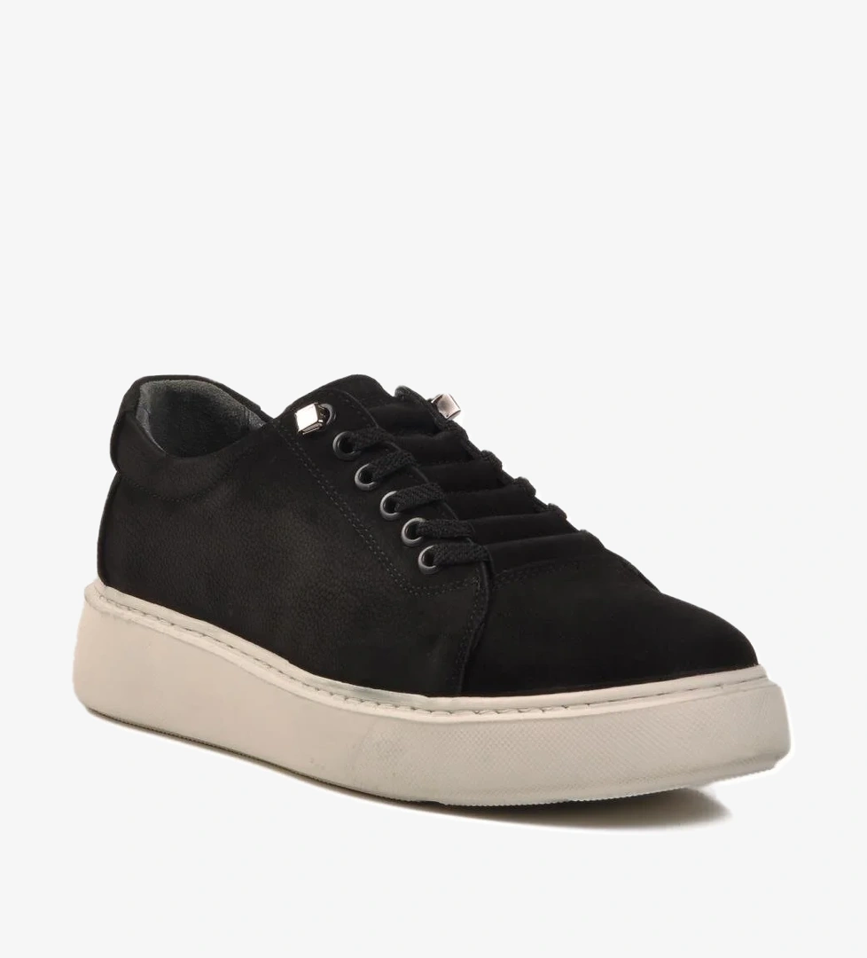 Siyah Nubuk Hakiki Deri Erkek Günlük Ayakkabı A-55 M - Görsel 1