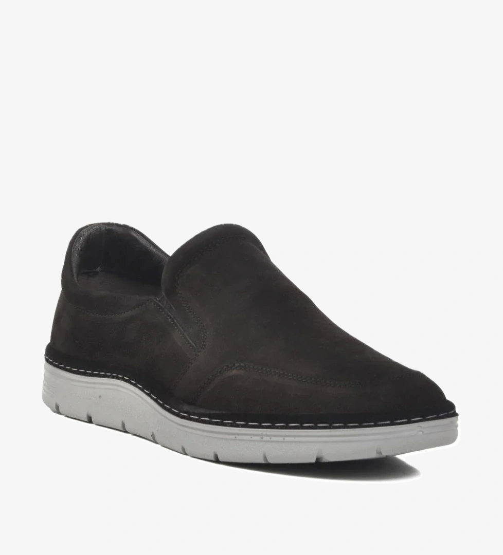 Siyah Nubuk Hakiki Deri Erkek Günlük Ayakkabı 404 M