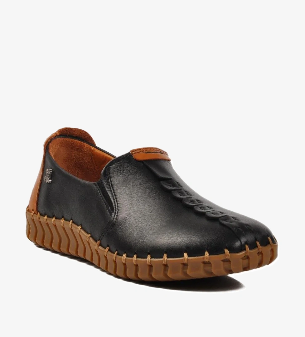 Siyah Hakiki Deri Kadın Casual Ayakkabı 2010725Y Z