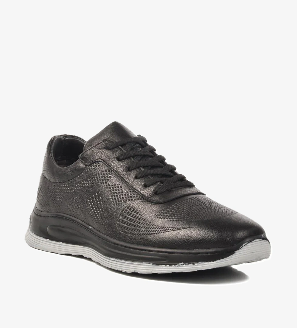 Siyah Hakiki Deri Erkek Casual Ayakkabı 402 M