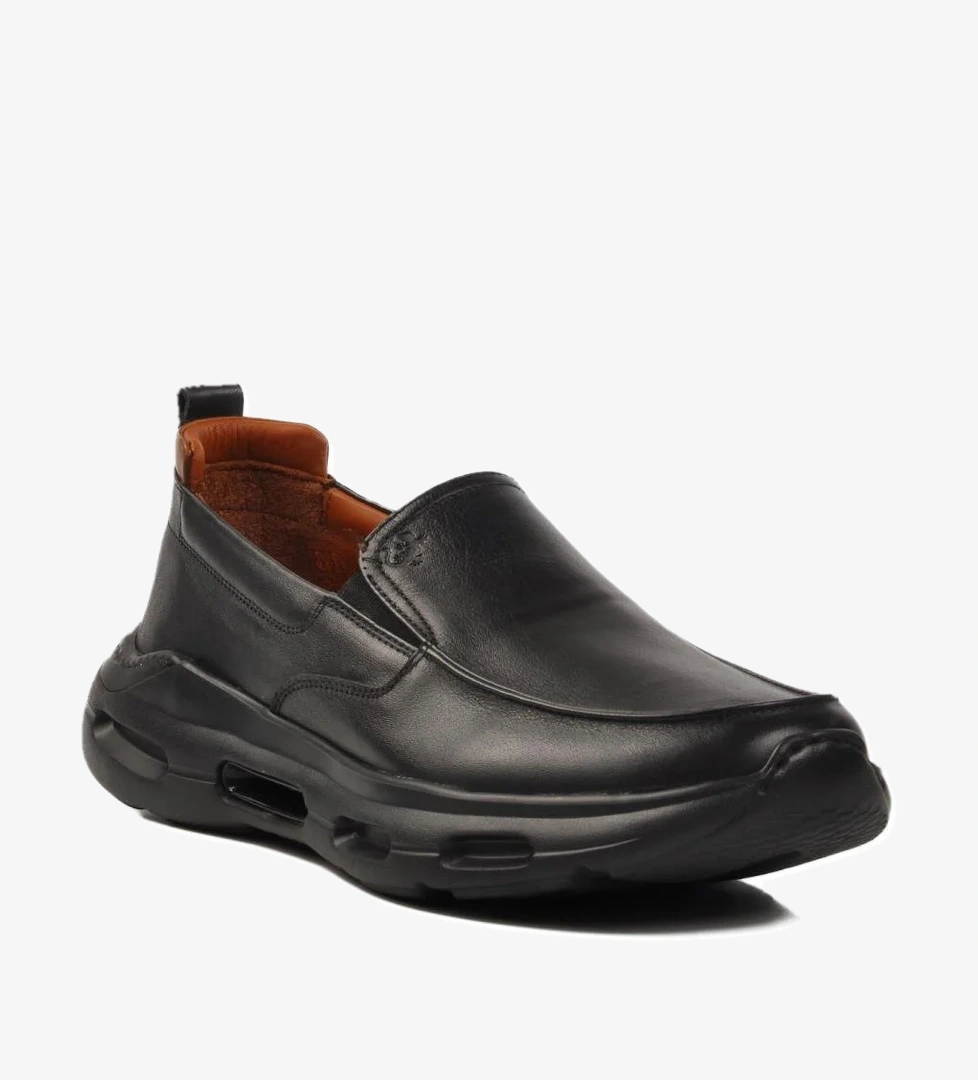 Siyah Hakiki Deri Erkek Sneaker 152-21399 M - Görsel 1