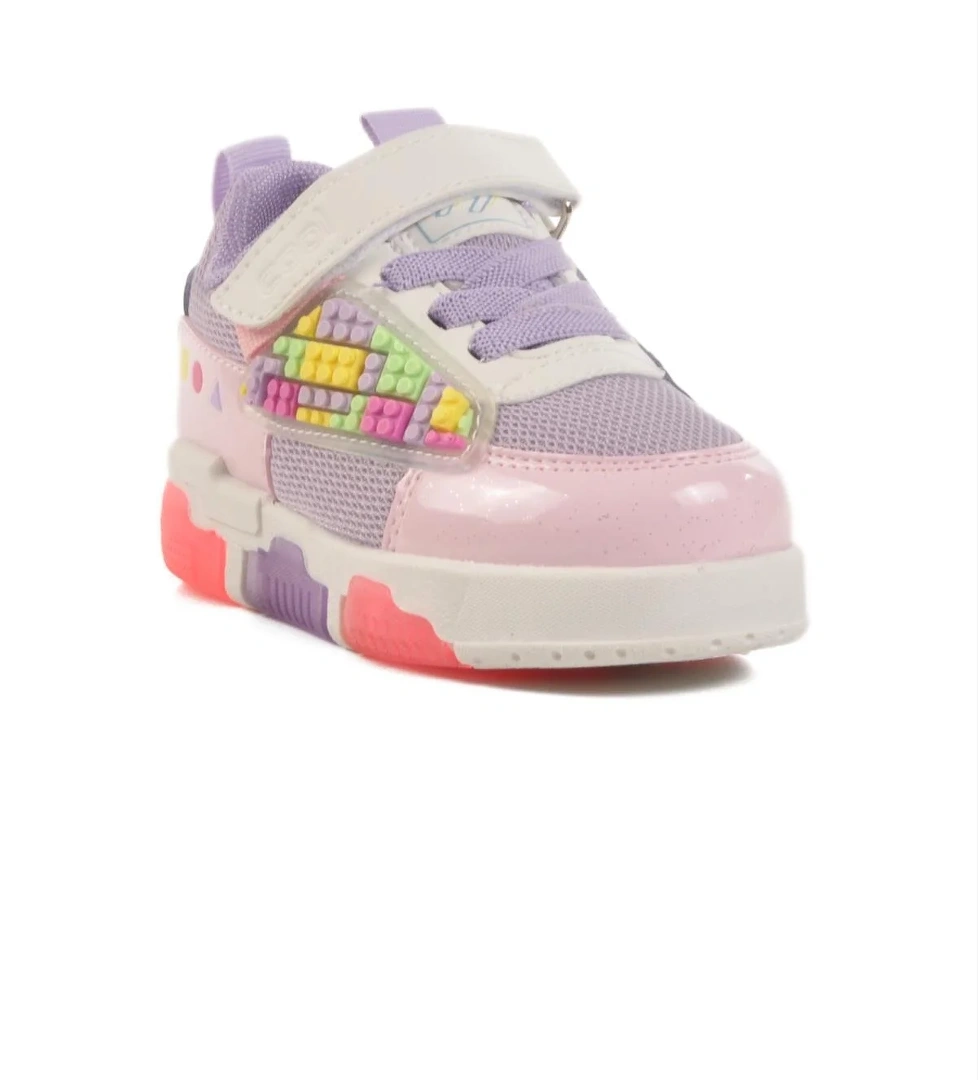 Mor Fileli Işıklı Kız Çocuk Spor Ayakkabı Cool - Görsel 1