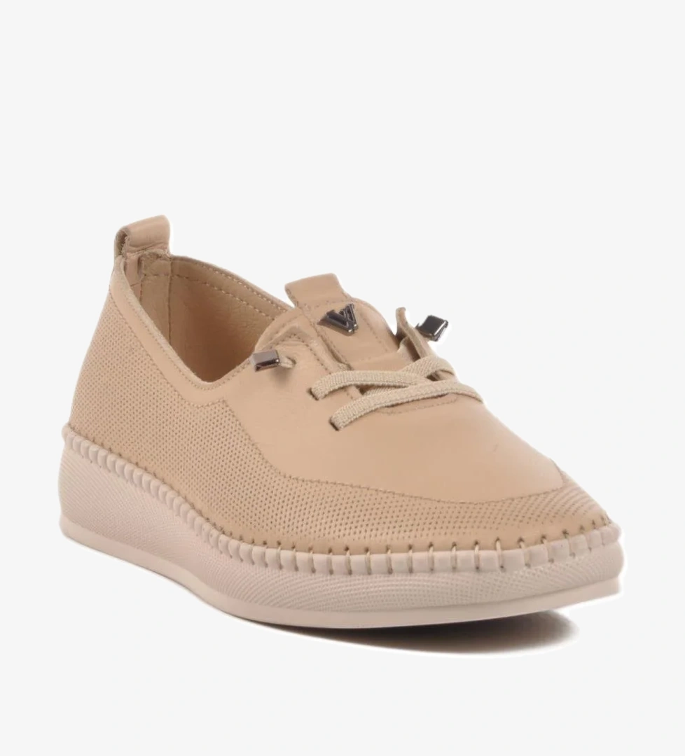 Voyager Bej Anatomik Hakiki Taban Siyah Deri Kadın Günlük Ayakkabı Z083 Z model görseli