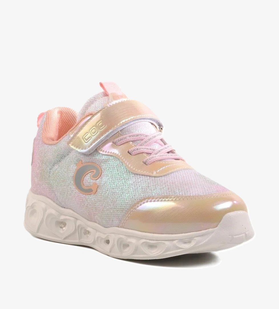 Cool Bej Gümüş Cırtlı Işıklı Kız Çocuk Spor Ayakkabı F model görseli