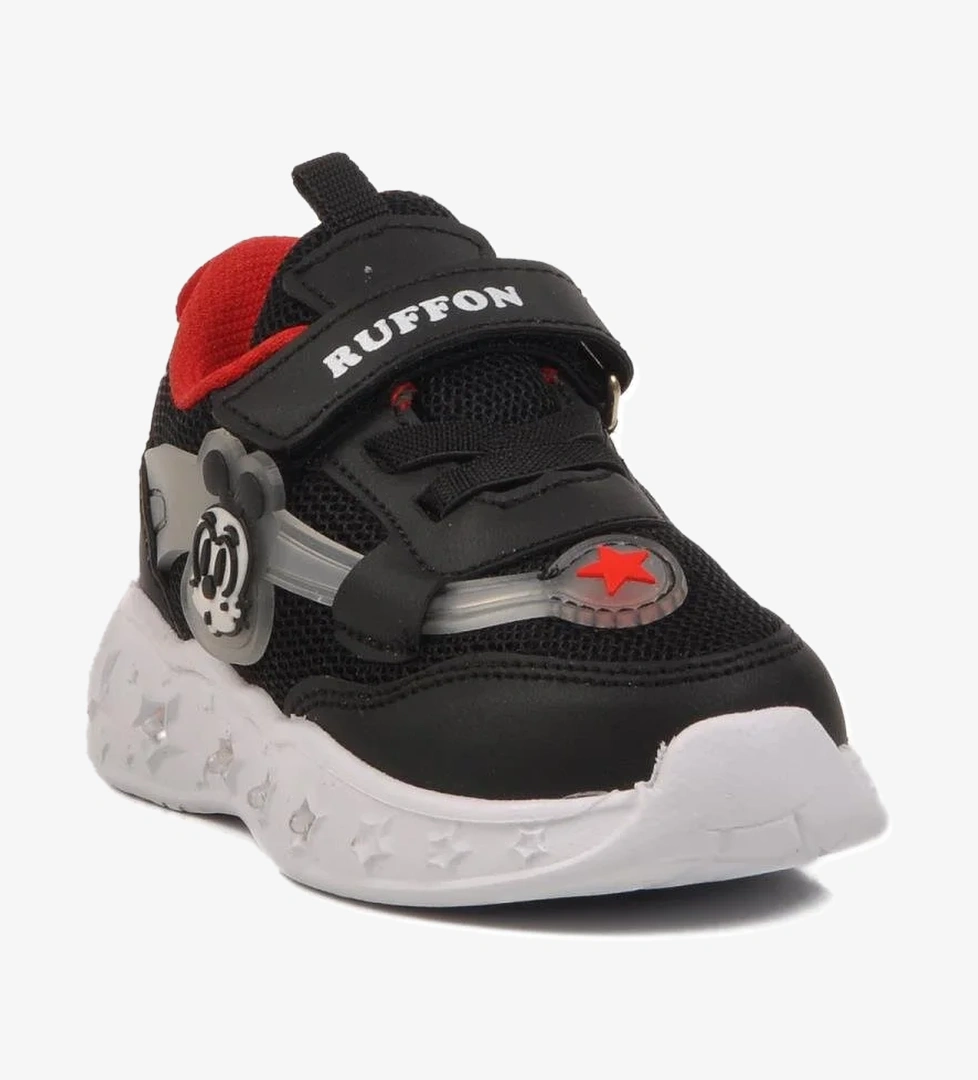 Ruffon 2520 B Siyah-Kırmızı Çocuk Hafif Esnek Spor Ayakkabı