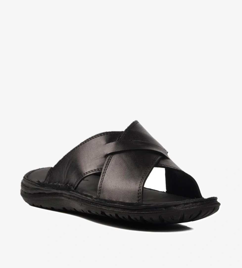 Ayakmod Siyah Çapraz Bantlı Hafif Erkek Terlik 476404 M model görseli