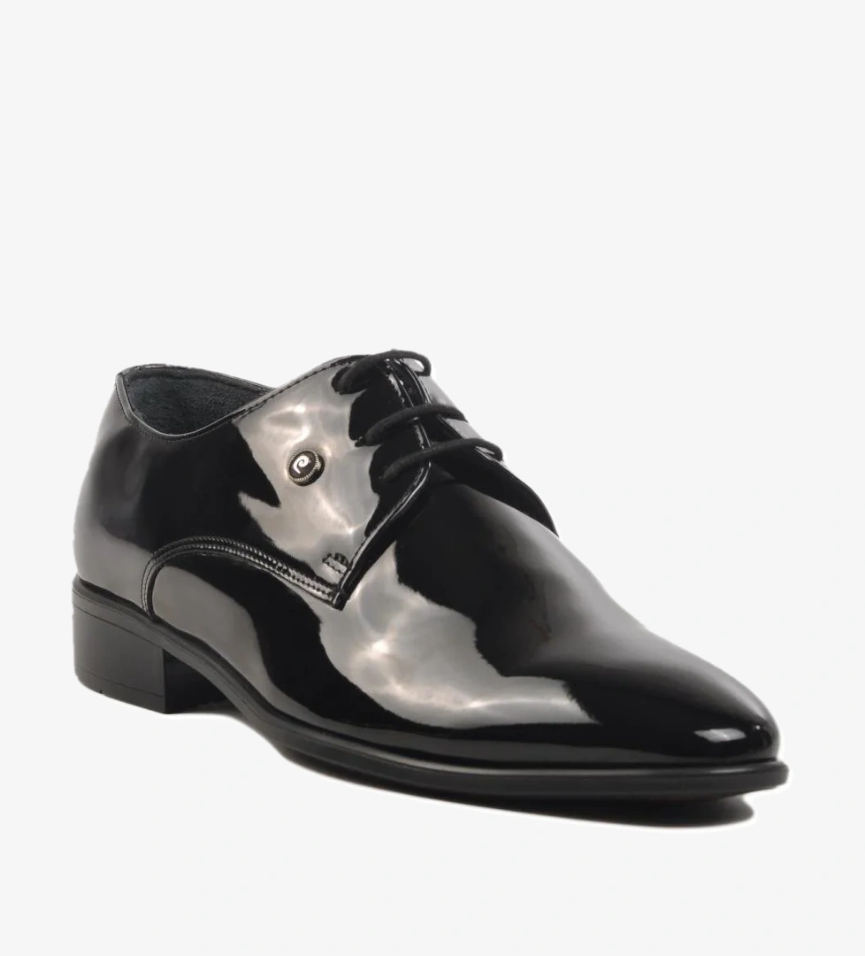 7030 M Siyah Rugan Hakiki Deri Erkek Klasik Ayakkabı - Görsel 1