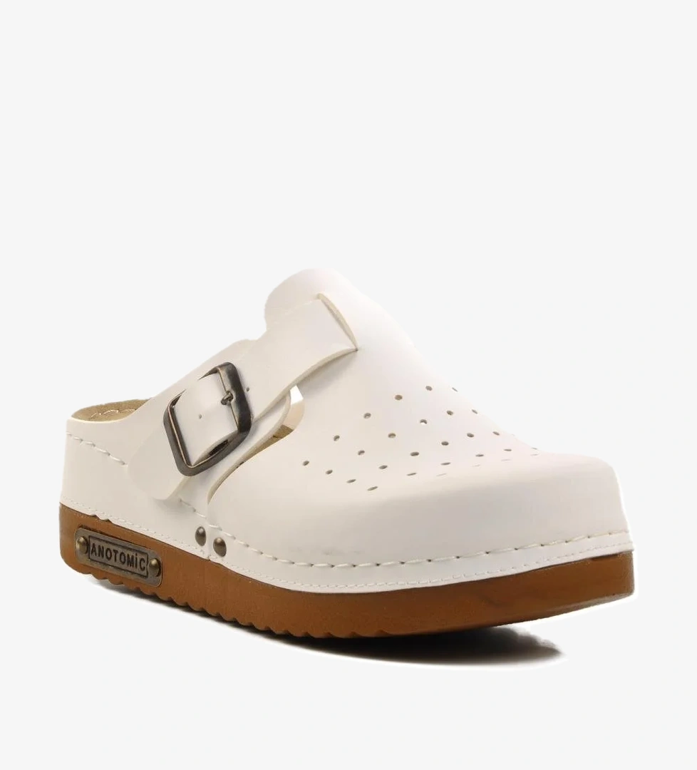 07-008 G Beyaz Anatomik Taban Burnu Kapalı Terlik