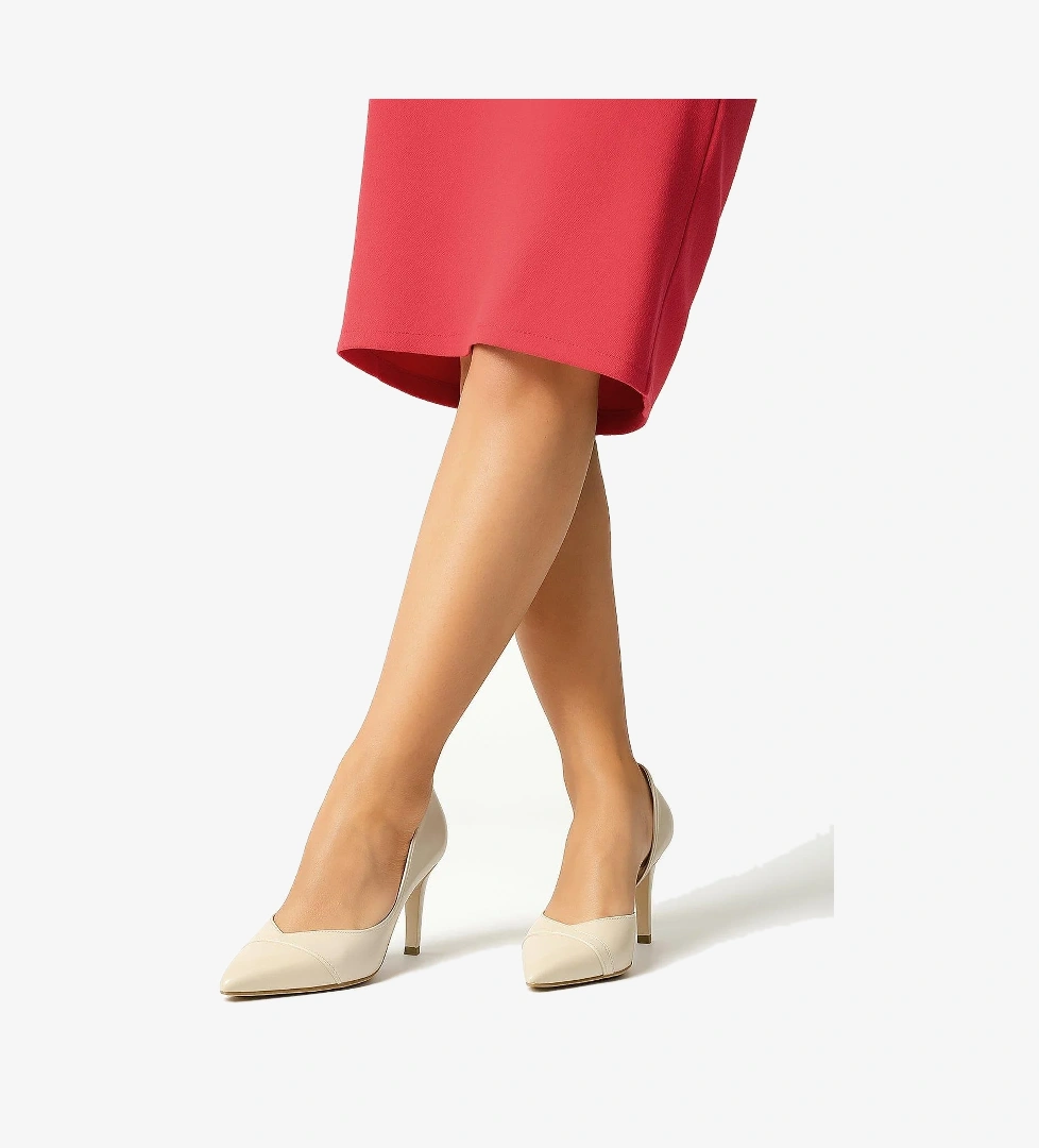 Elit Arlena Kadın Hakiki Deri Stiletto Bej