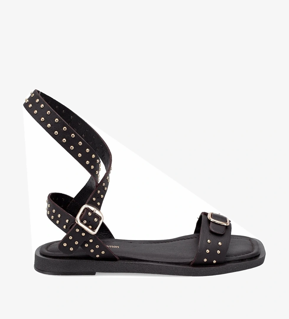 Elit Maribelle Kadın Hakiki Deri Ortopedik Düz Sandalet Kahverengi