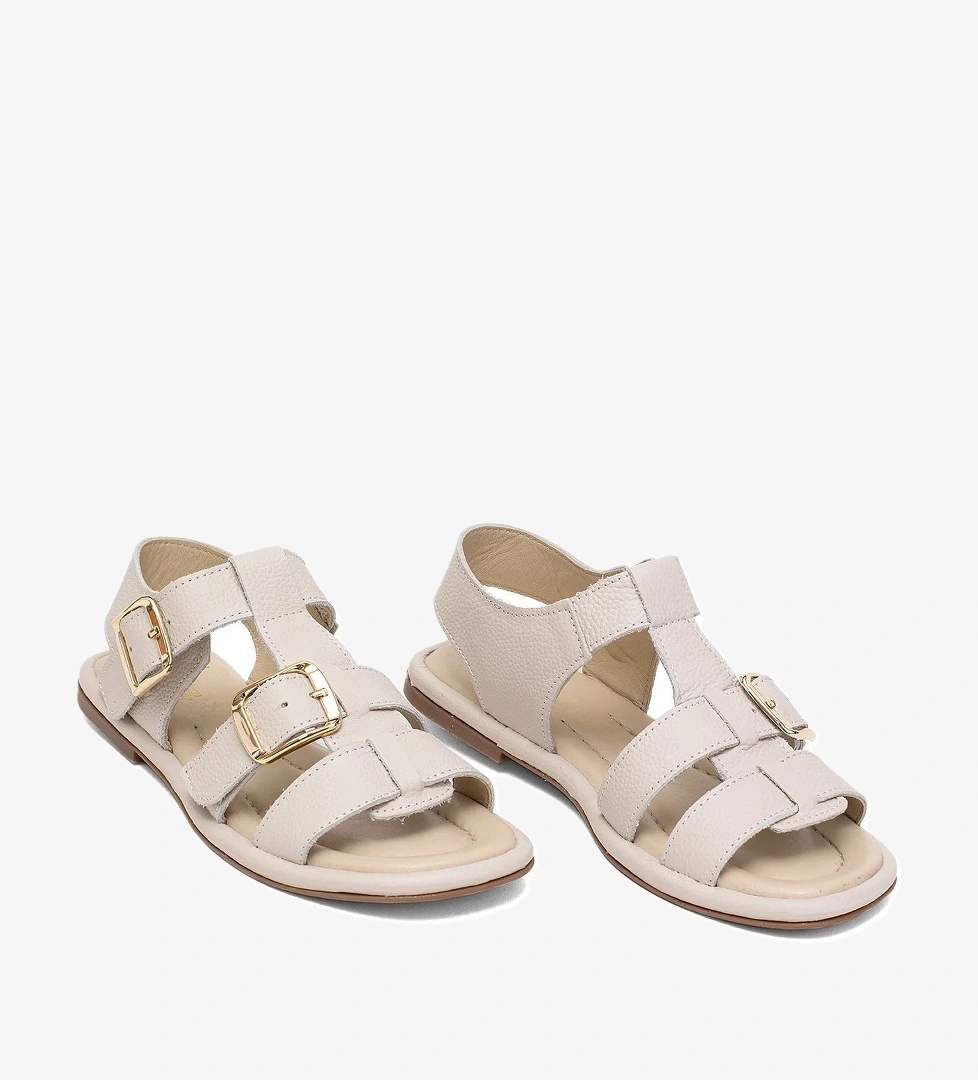 Ayakkabı Fuarı Elit Rchr29626 Adalina Kadın Hakiki Deri Düz Sandalet Siyah Bej model görseli