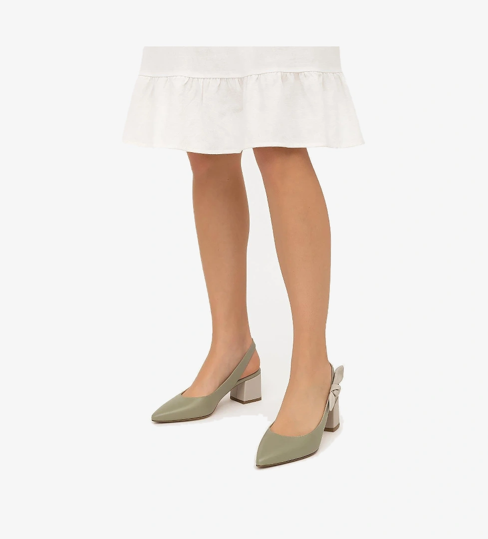 Elit Amina Kadın Hakiki Deri Klasik Topuklu Ayakkabı Yeşil