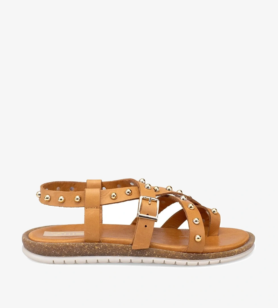 Elit Oriana Kadın Hakiki Deri Düz Sandalet Taba