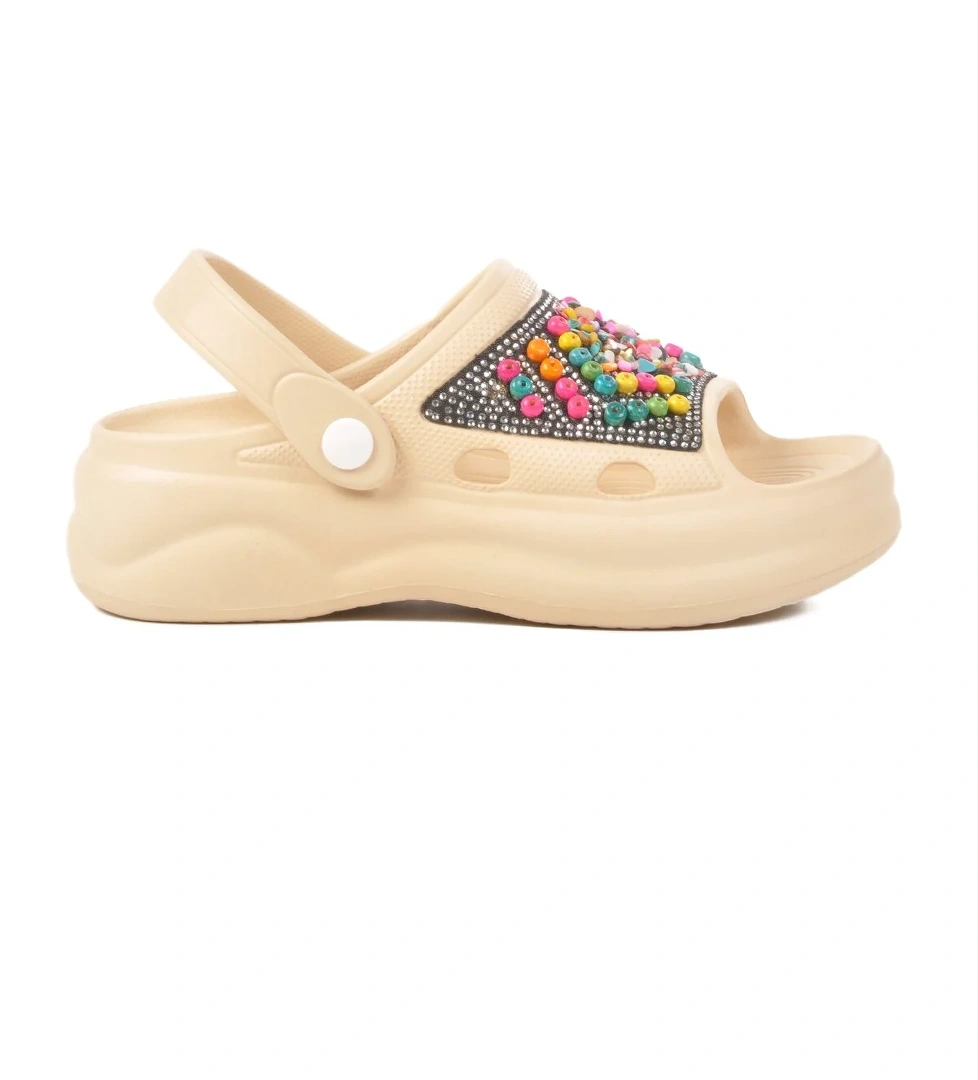 Aspor Bej İşlemeli Eva Kadın Sabo Terlik