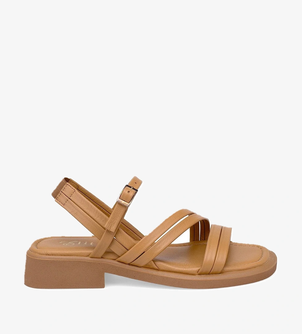 Ayakkabı Fuarı Elit Althea Kadın Hakiki Deri Ortopedik Düz Sandalet Taba model görseli