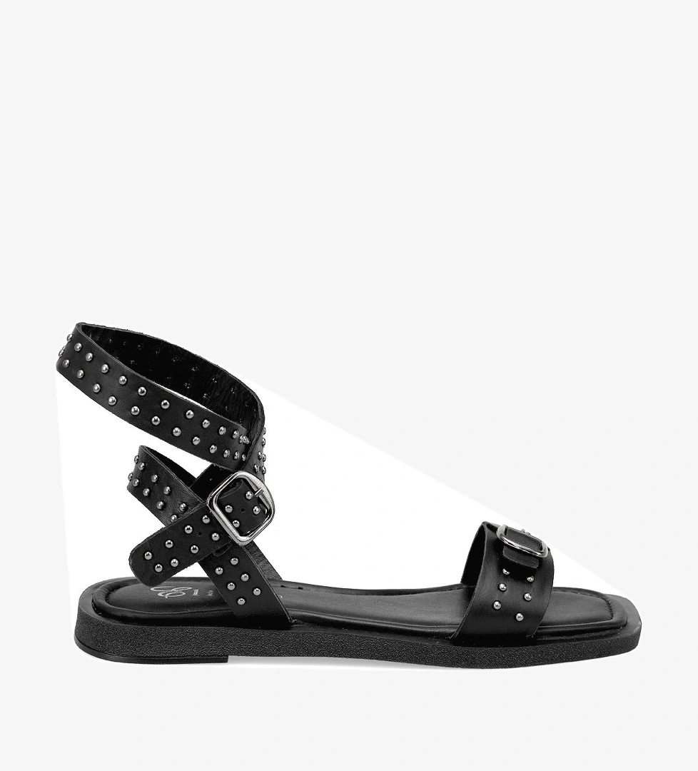 Elit Maribelle Kadın Hakiki Deri Ortopedik Düz Sandalet Siyah