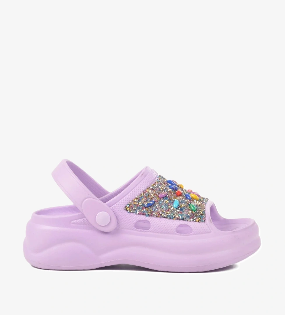 Aspor Lila İşlemeli Eva Kadın Sabo Terlik - Görsel 1