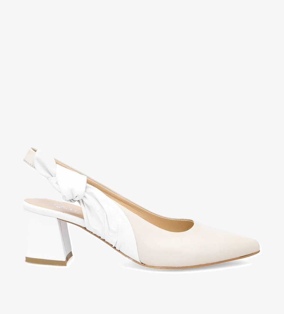 Elit Amina Kadın Hakiki Deri Klasik Topuklu Ayakkabı Bej - Görsel 1