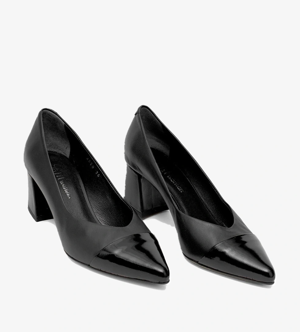 Elit Lavinia Kadın Hakiki Deri Klasik Topuklu Ayakkabı Siyah - Görsel 1