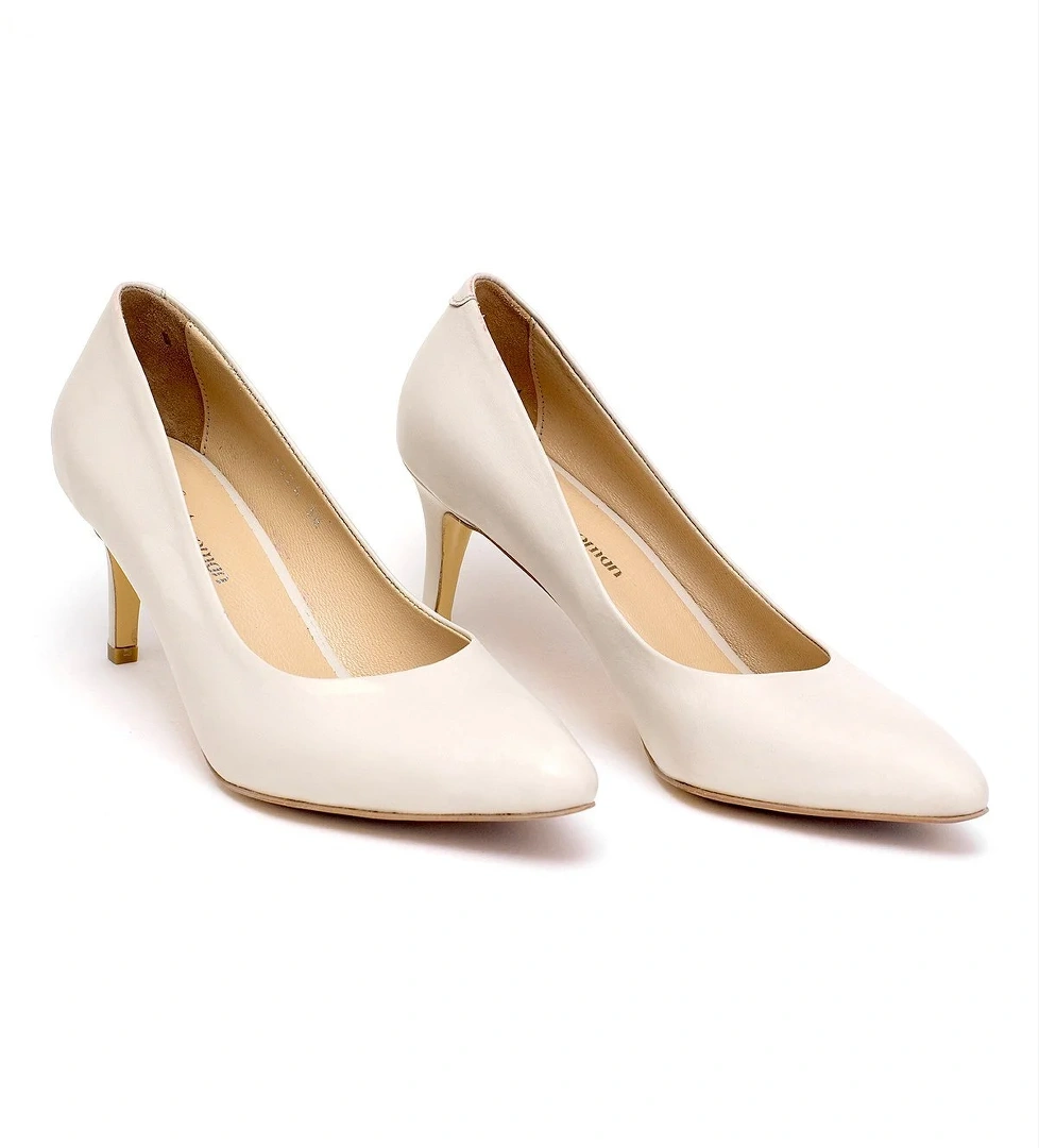 Elit Selestia Kadın Hakiki Deri Stiletto Bej