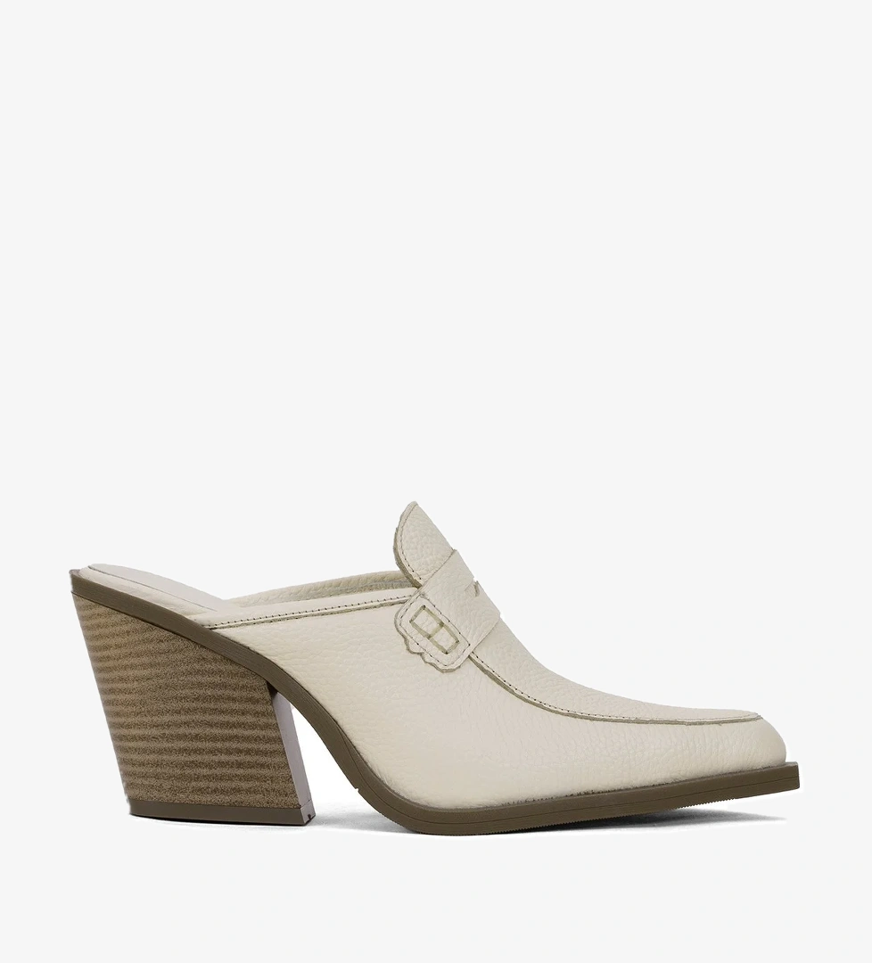 Elit Sienna Kadın Hakiki Deri Topuklu Terlik Bej - Görsel 1