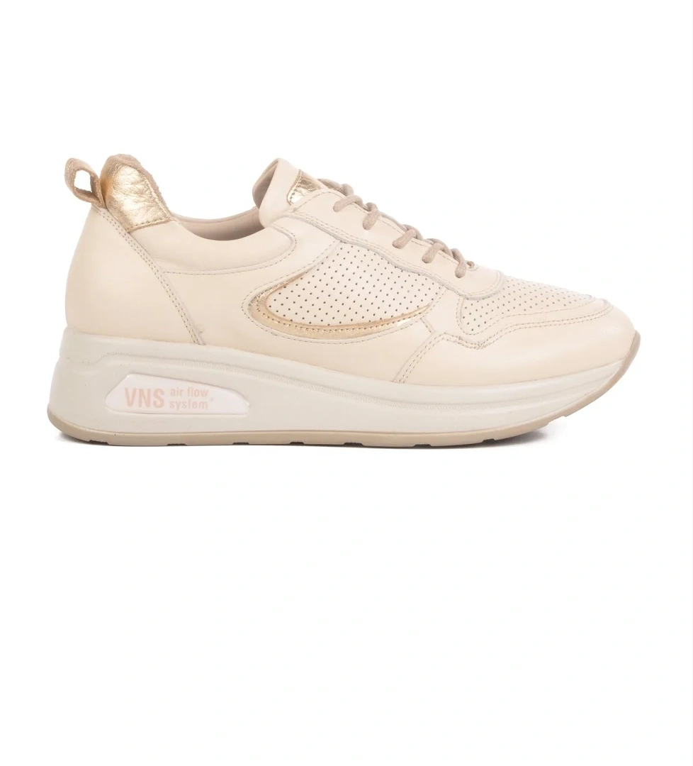 Bej Hakiki Deri Kadın Casual Ayakkabı