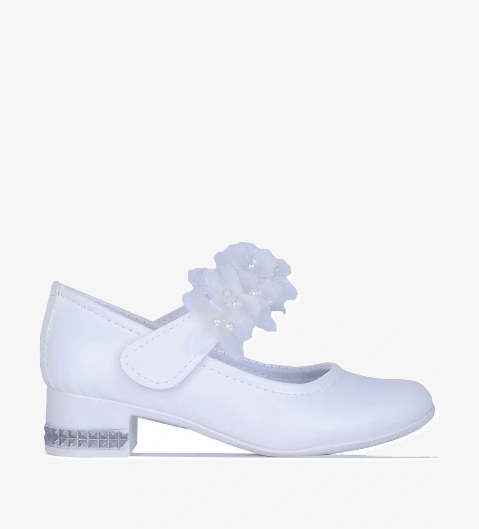 Ayakcenter 26-Herbebe Fırfırlı Beyaz 3Cm Kız Çocuk Topuklu Ayakkabı model görseli