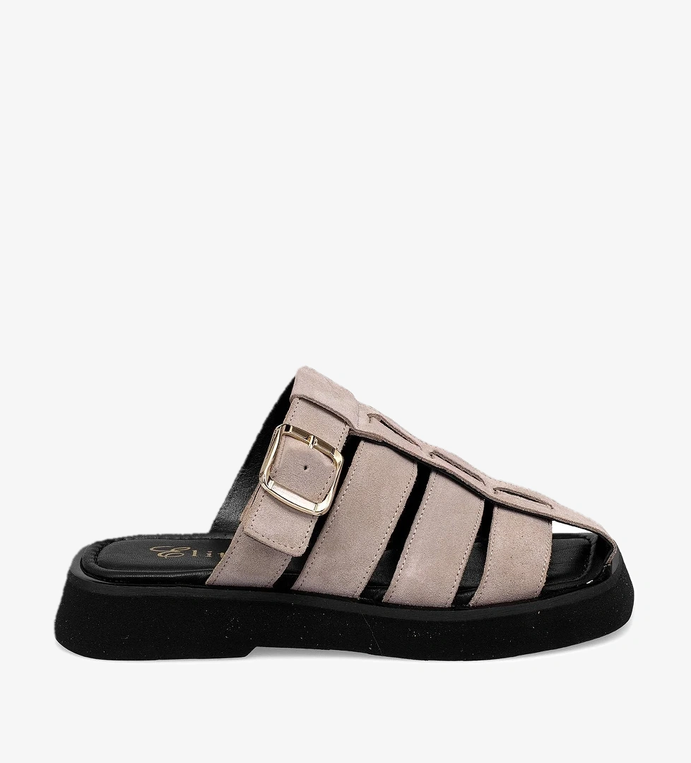 Elit Florencia Kadın Hakiki Süet Deri Ortopedik Düz Terlik Gri