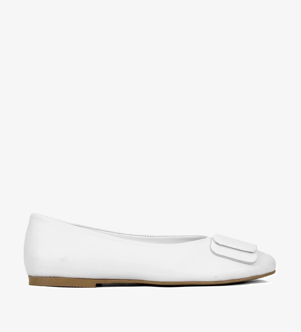 Elit Nova Kadın Hakiki Deri Babet Beyaz