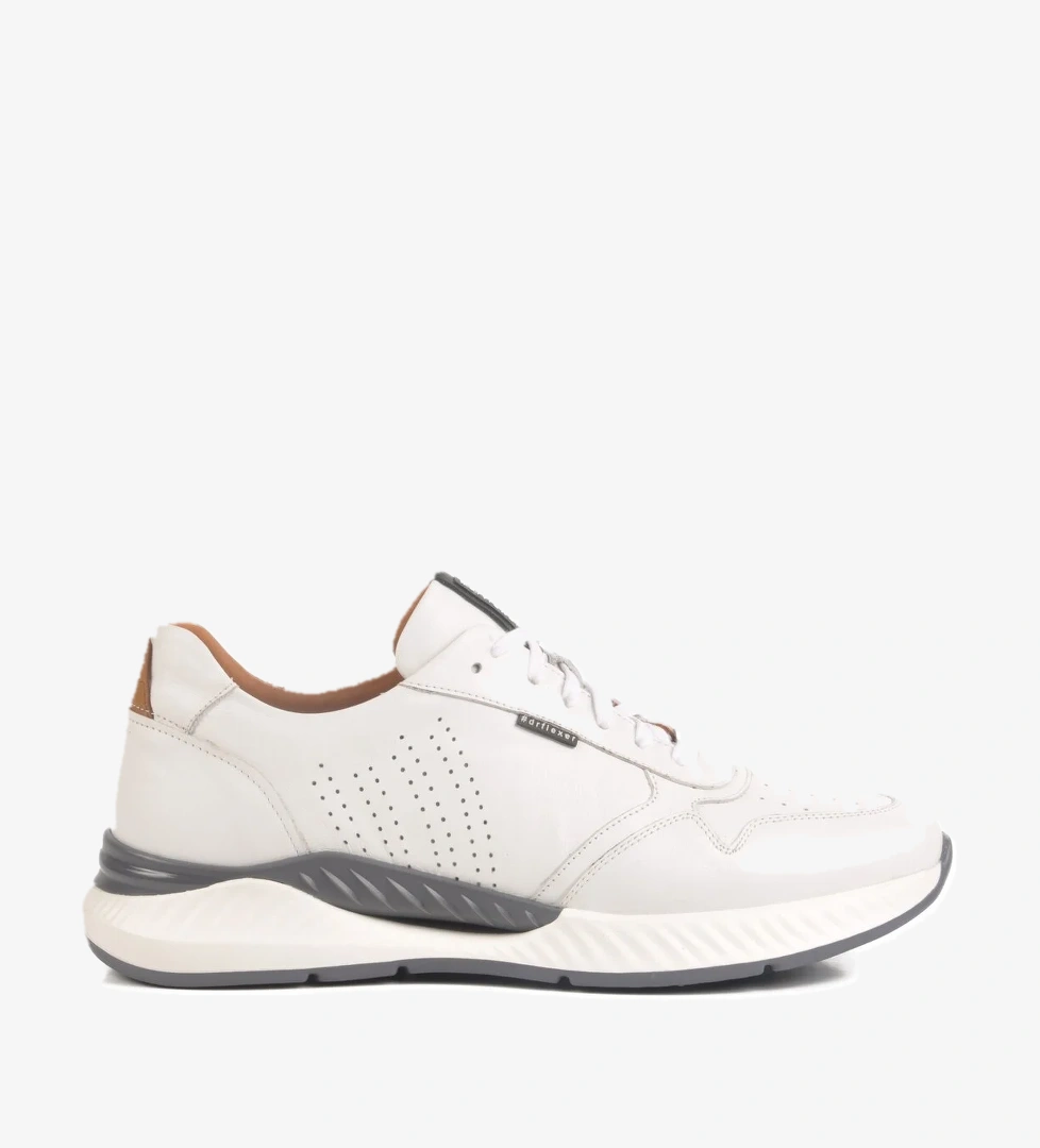 Beyaz Hakiki Deri Ortopedik Erkek Casual Ayakkabı - Görsel 1