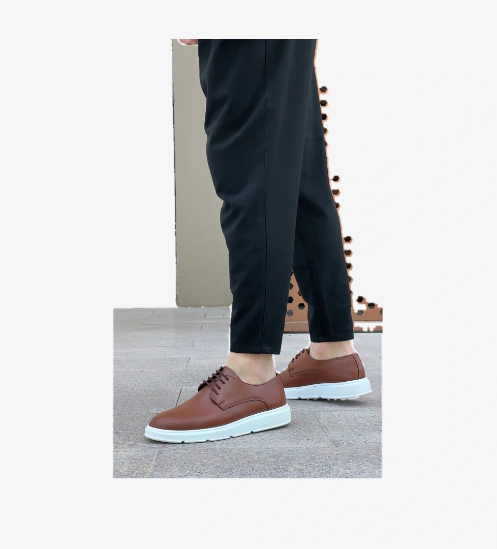 Pabucmarketi Bağcıklı Casual Erkek Ayakkabı TABA (BEYAZ TABAN) model görseli