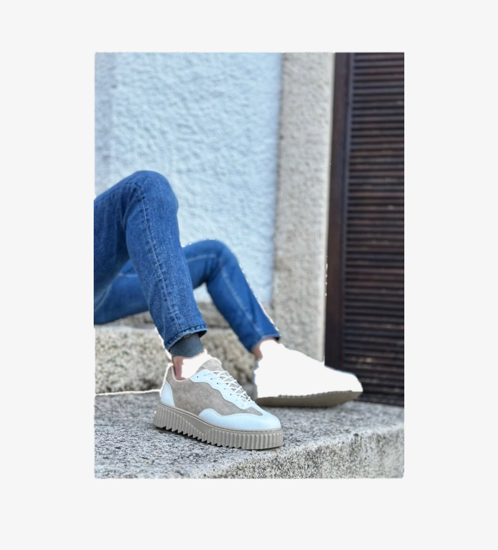 Pabucmarketi Bağcıklı Erkek Günlük Ayakkabı KREM SÜET (KREM TABAN) model görseli