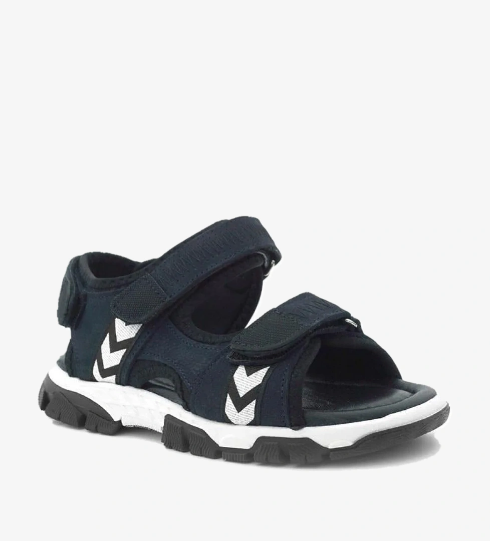 Hakiki Deri Lacivert Siyah Cırt Cırtlı Erkek Çocuk Sandalet - Görsel 1