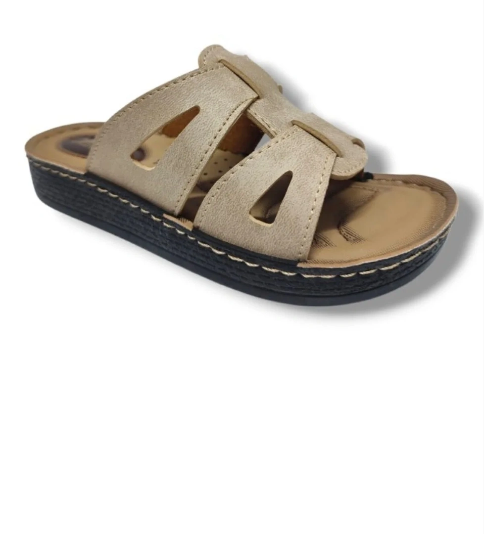 Leman L301-25 Deri Anatomik Çift Kemer Bant Kadın Terlik model görseli