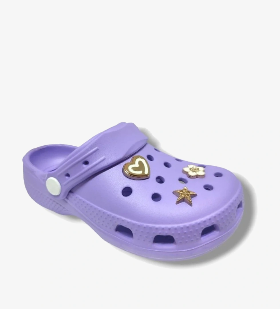 LR-300-25 Eva Yıldız Kalp Tokalı Sabo Kız Çocuk Terlik 31-35 - Görsel 1