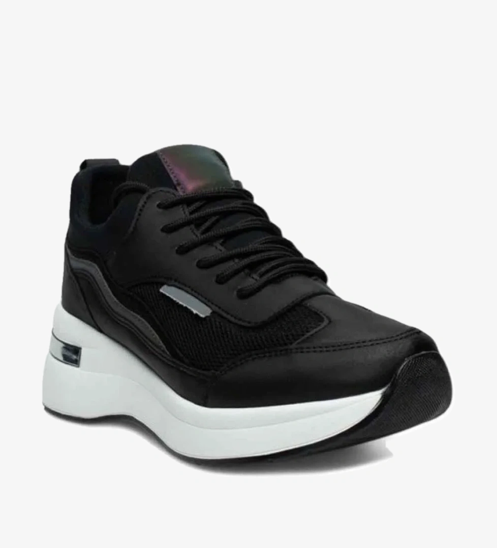 Flet 327-25 Deri Anorak Anatomik Kadın Sneaker Siyah Beyaz model görseli