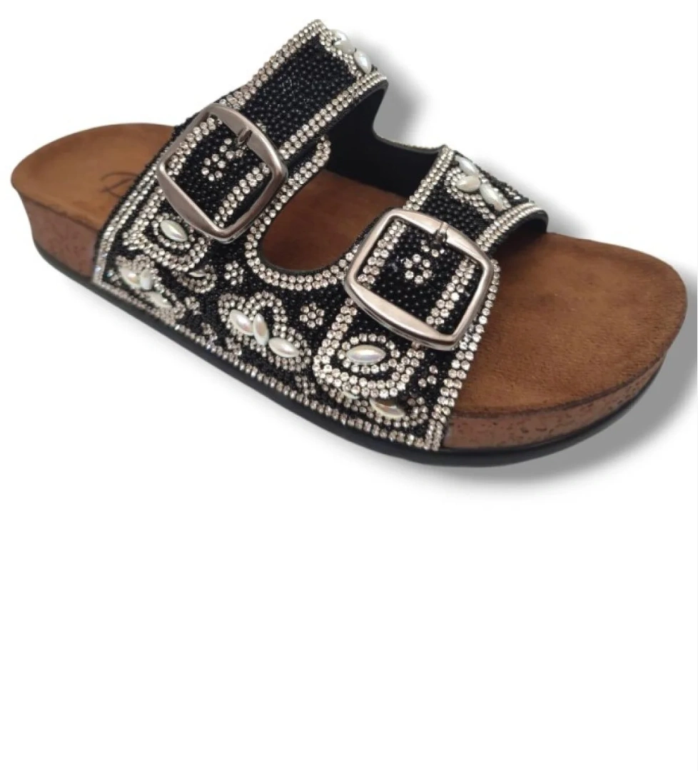 20054-007-25 Anatomik Boncuk Taşli Kadın Terlik - Görsel 1