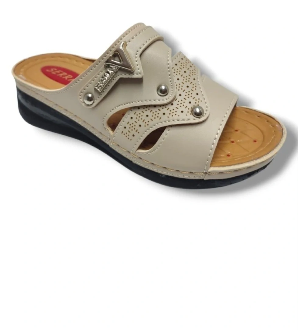 638-25 Anatomik Masaj Taban Fashion V Tokalı Kadın Terlik - Görsel 1