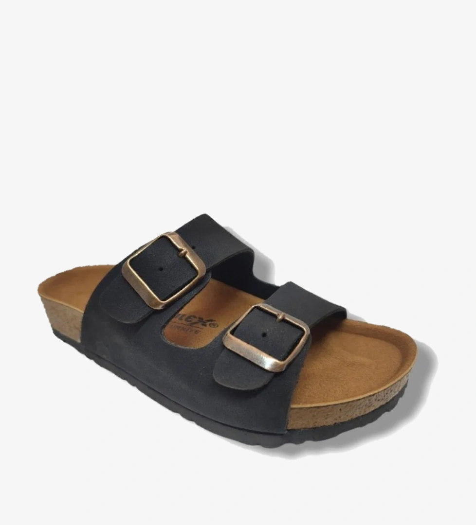 1256-25 Mantar Taban Çift Bant Kadın Terlik - Görsel 1