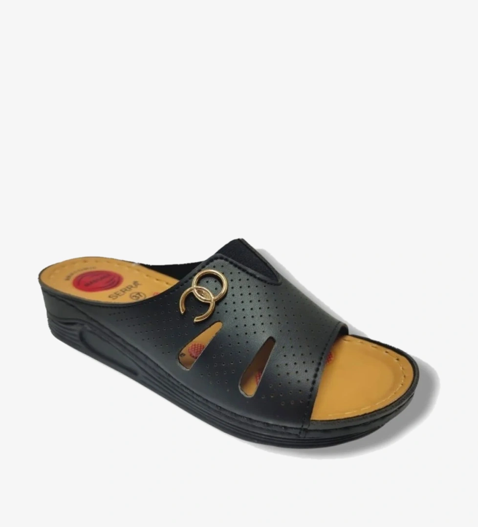 637-25 Anatomik Masaj Taban Lastikli Tokalı Kadın Terlik - Görsel 1