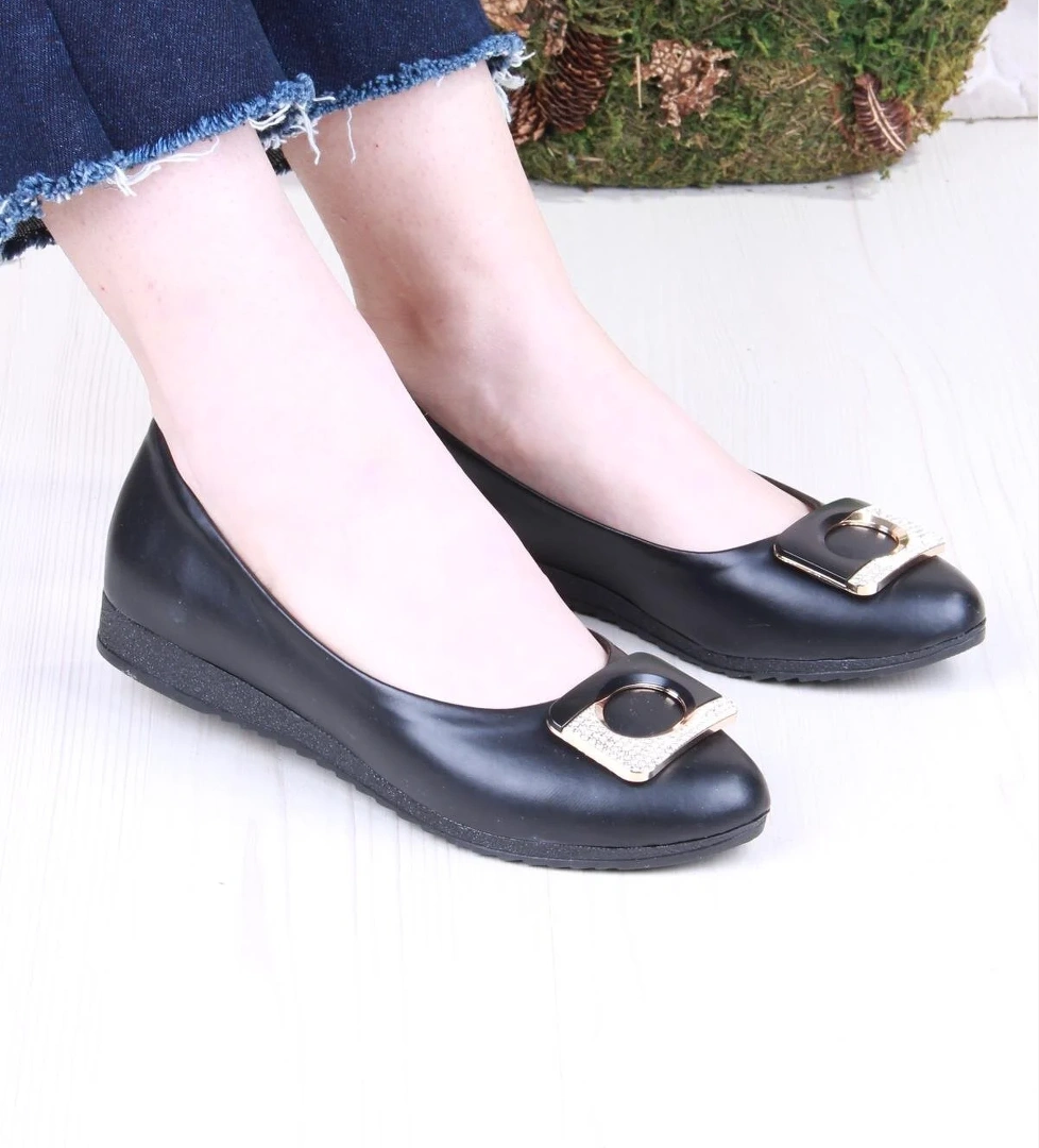 6076 Zeyn Cilt Tokalı Detaylı Yumuşak Rahat Kadın Babet - Görsel 1