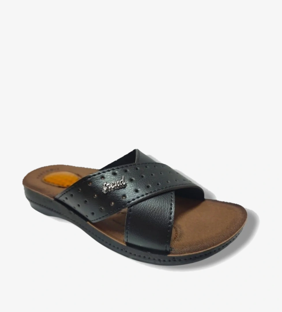 Enes 40371-25 Deri Anatomik Çapraz Kadın Terlik model görseli