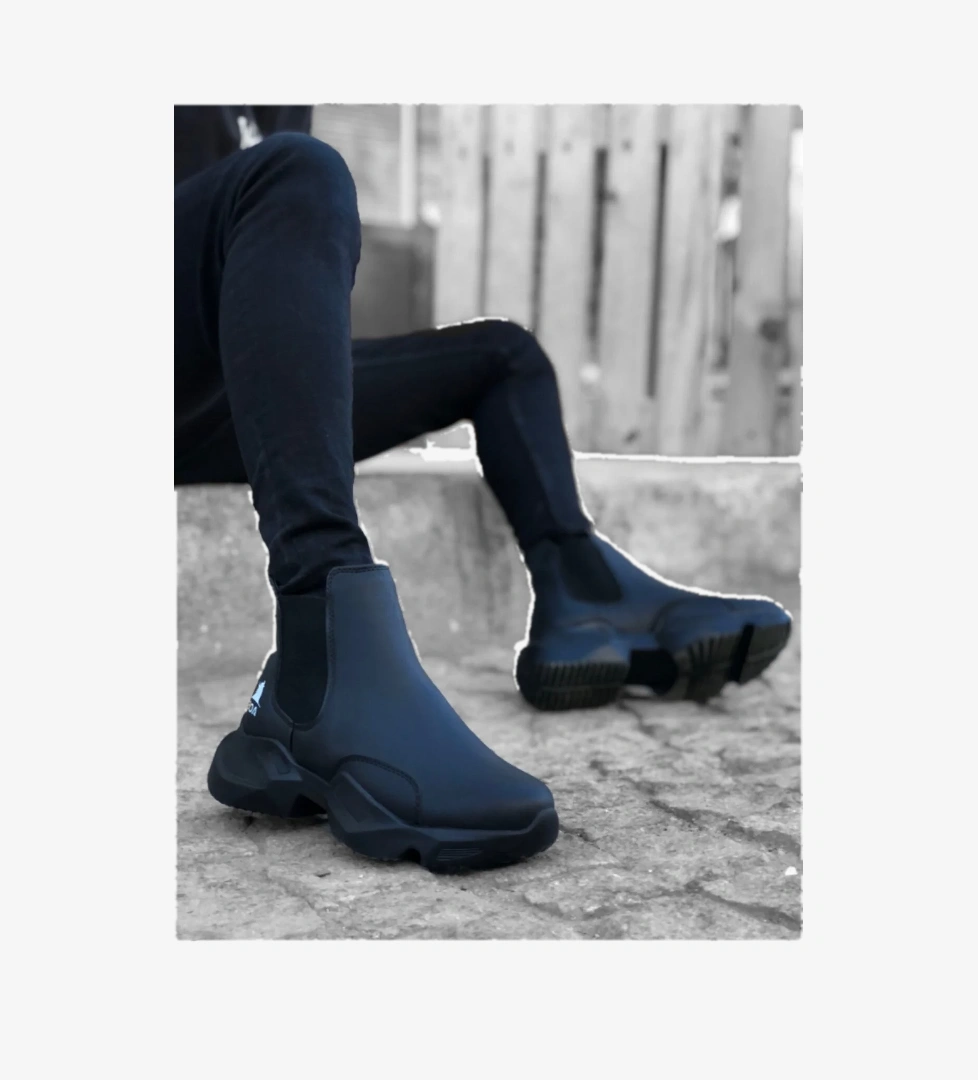 Pabucmarketi Lastikli Erkek Spor Bot SİYAH (SİYAH TABAN) model görseli