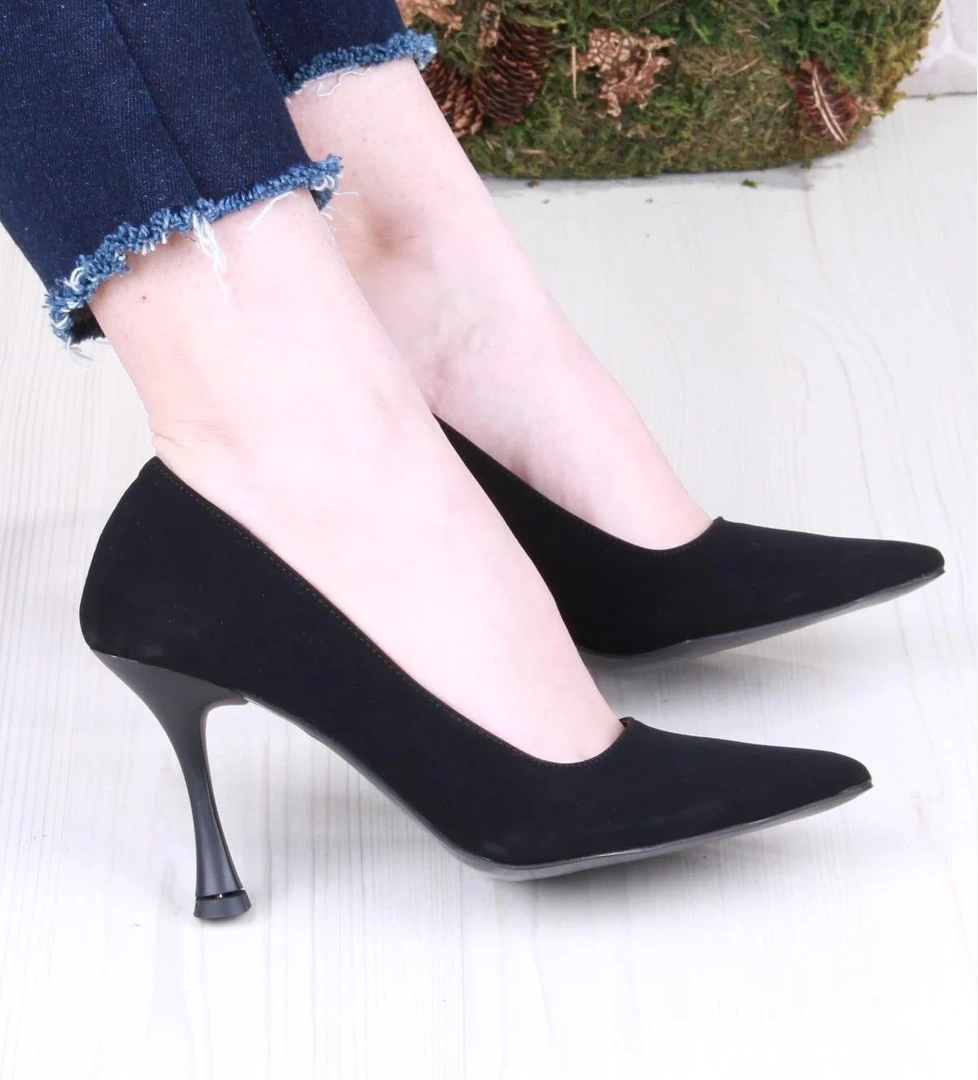Fort 16308 Düz Sade Süet Rahat Şık Stiletto Yüksek Topuklu Kadın Ayakkabı model görseli