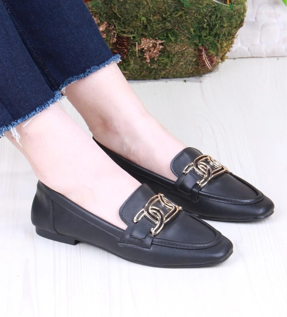 42307 Toka Detaylı Şık Rahat Kut Burun Kadın Babet - Görsel 1