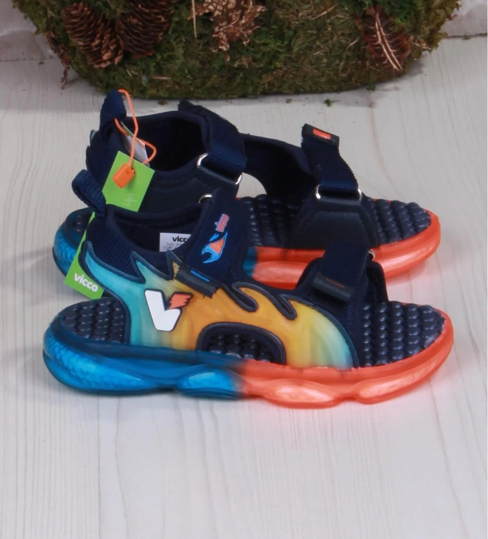 332.B25Y.256 Jack Lacivert Rahat Esnek Işıklı Erkek Çocuk Sandalet - Görsel 1