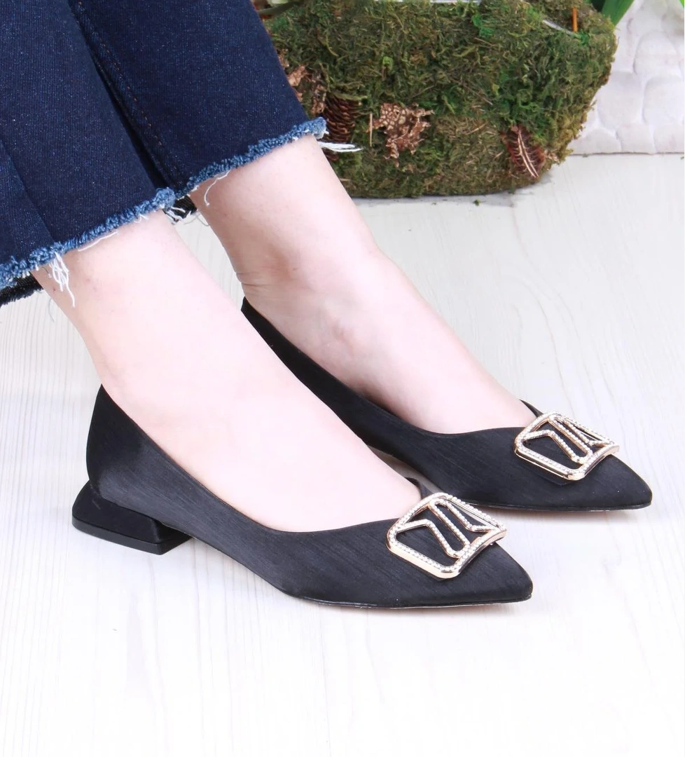 Fort 077-609 Fls Saten Taş Toka Detaylı Şık Rahat Sivri Burun Kadın Babet model görseli