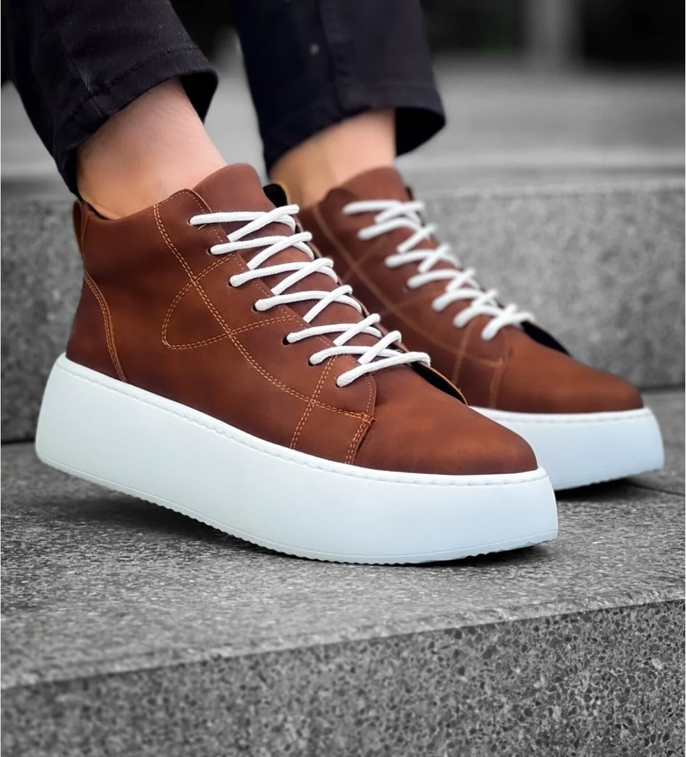 Pabucmarketi Bağcıklı Erkek Spor Bot TABA (BEYAZ TABAN) model görseli